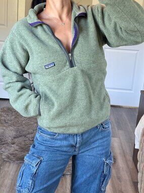 Vintage Patagonia Synchilla Snap-T Fleece Pullover Baggy Small Green Gorpcore